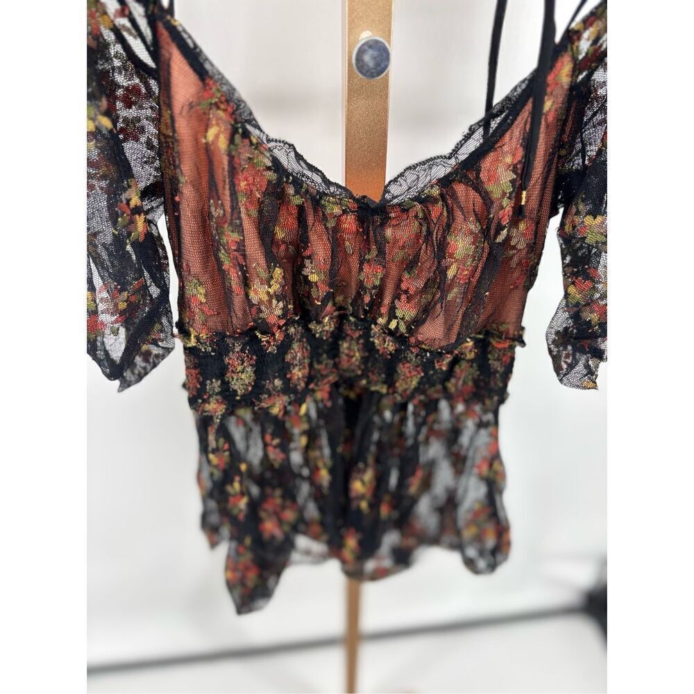 Free People Dottie Lace Flutter Sleeve Off Shoulder Top XS - Picture 5 of 12